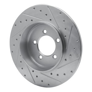 Lincoln Aviator Brake Rotor (1) - Rear Left - R1 Concepts - Drilled & Slotted - Silver - `03-`05